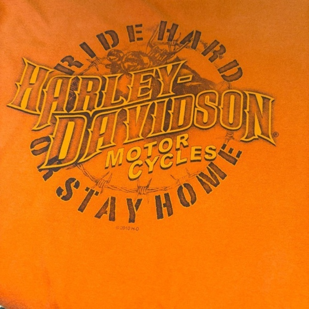 HARLEY DAVIDSON SIZE 2 XL ORANGE SHORT SLEEVE T-SHIRT MARION ILLINOIS